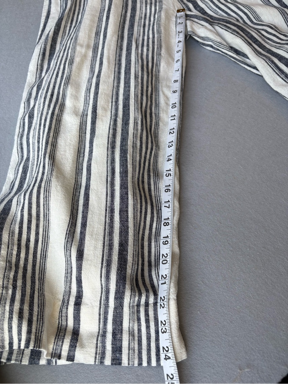 Gibson Latimer Striped Sleeveless Wide-Leg Linen Jumpsuit in Cream and Navy Sz L - Picture 10 of 13